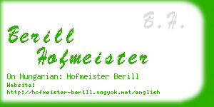 berill hofmeister business card